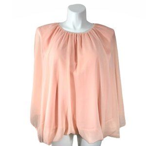 CATO Apricot Peach Chiffon Bubble Hem Top